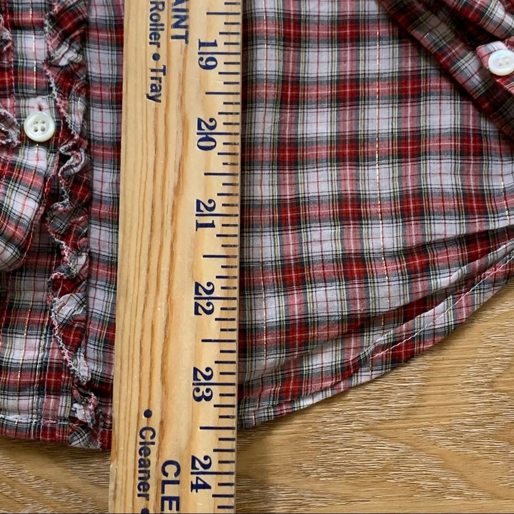 J Crew Plaid Ruffle Button Down Shirt 2 - Picture 9 of 9